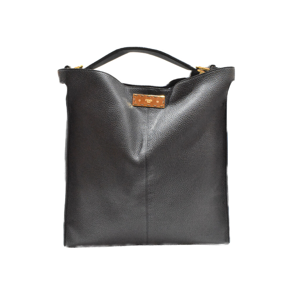 FENDI Peekaboo Lite Black Leather Python Handbag Shoulder Bag Work Fit